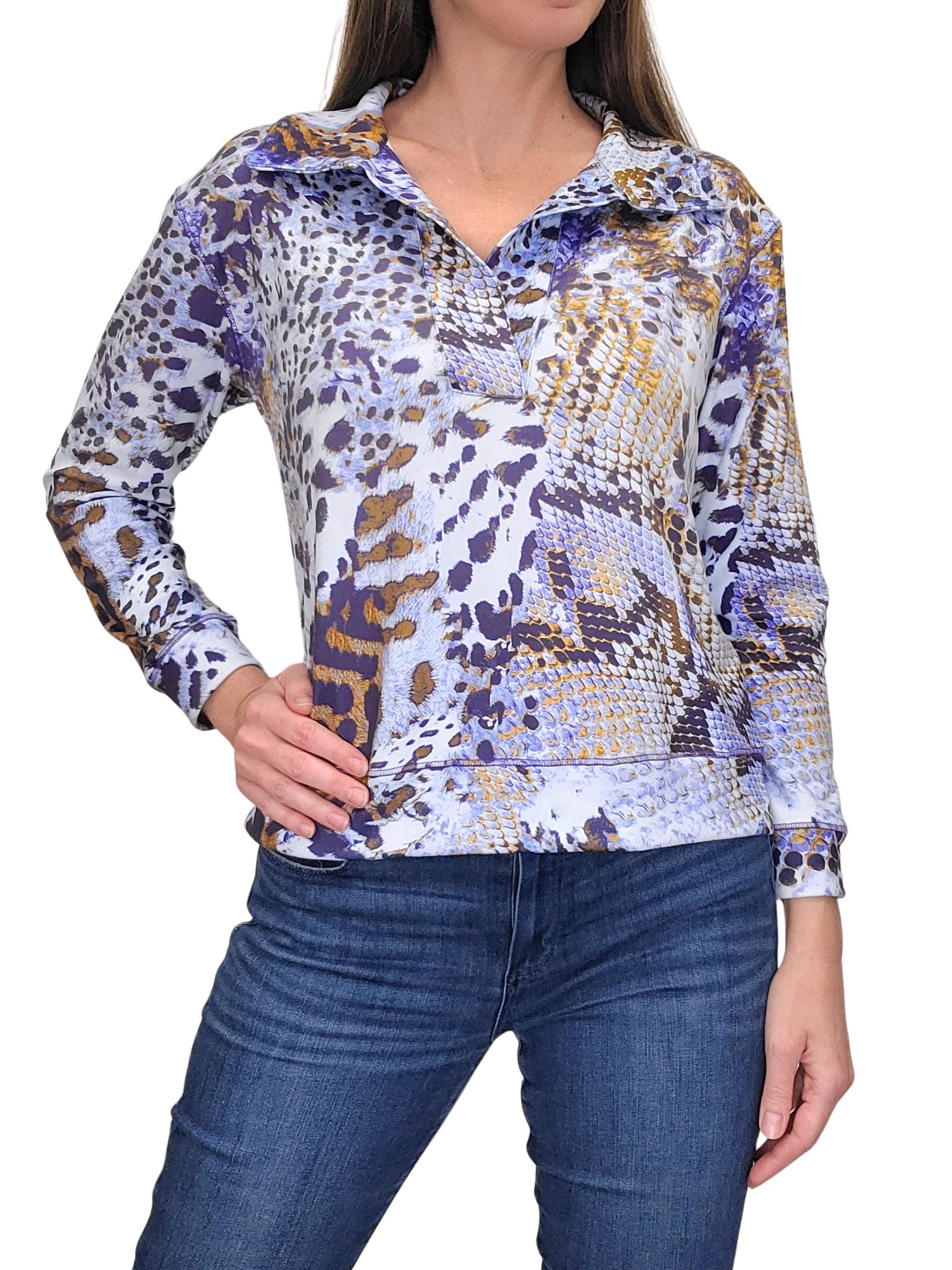 Smooth Fleece Polo Pullover 'Wild'