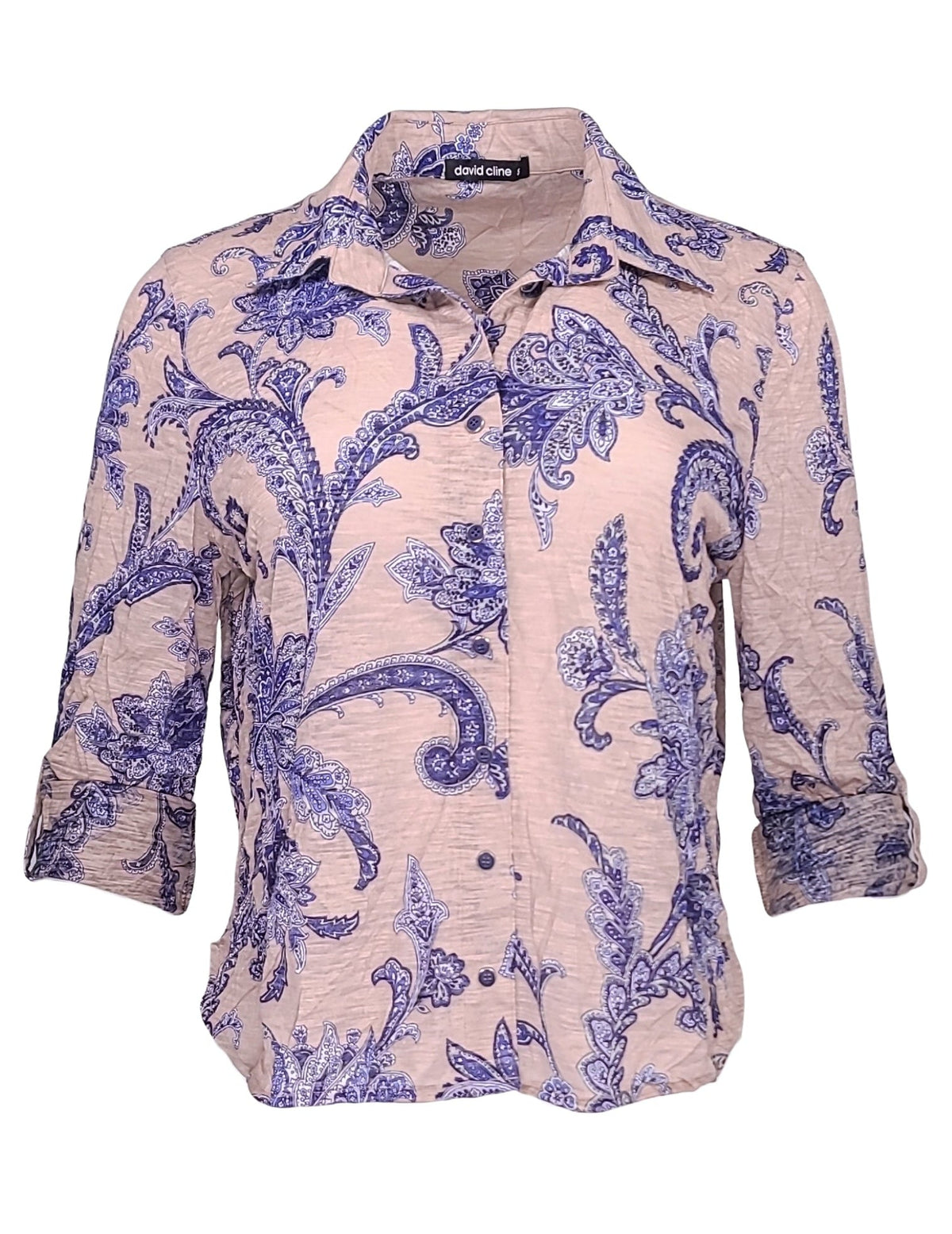 Cropped Roll-Up Sleeve 'Nude' Shirt