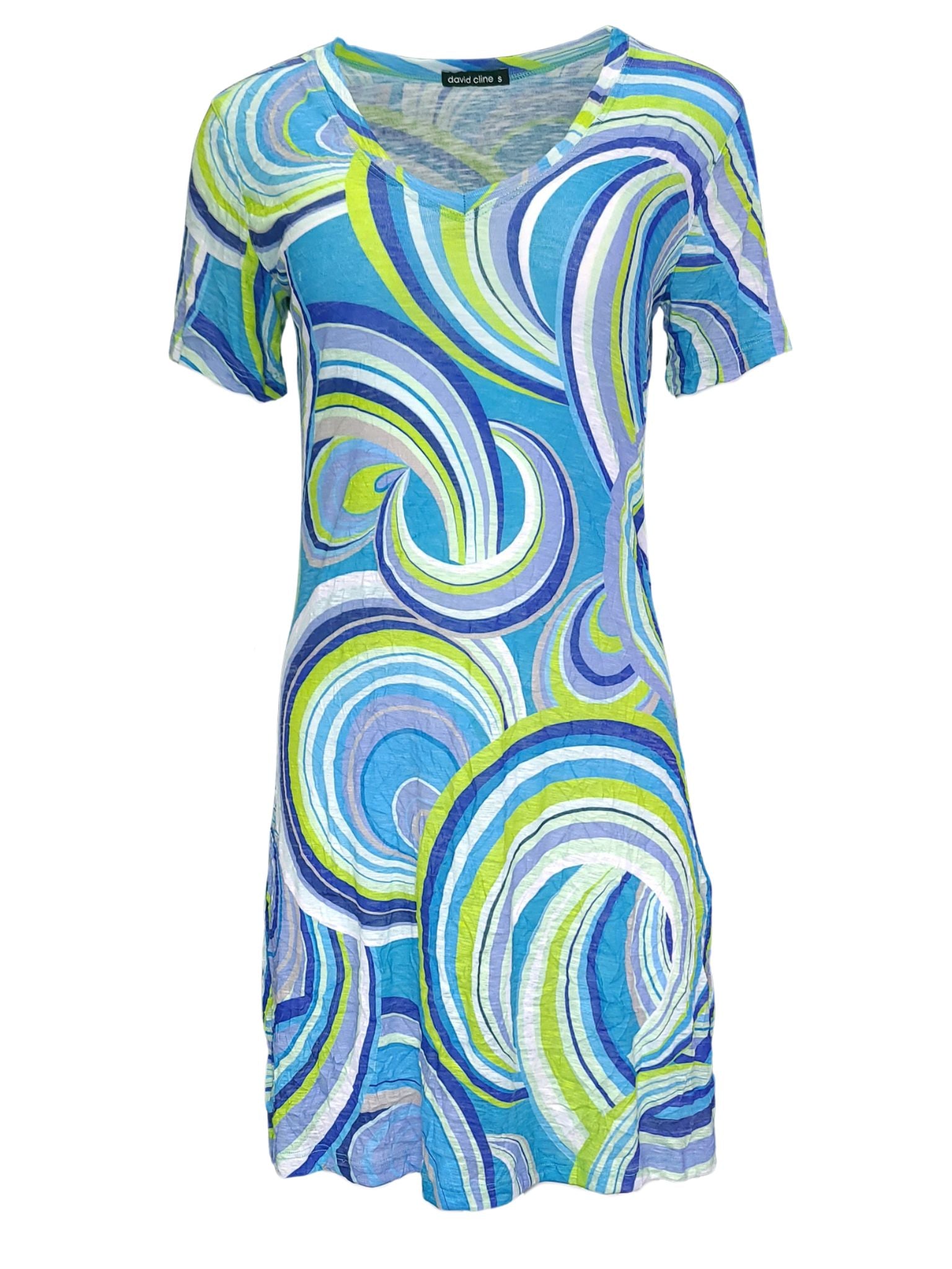 Crushed 'Lapis' V-Neck Dress