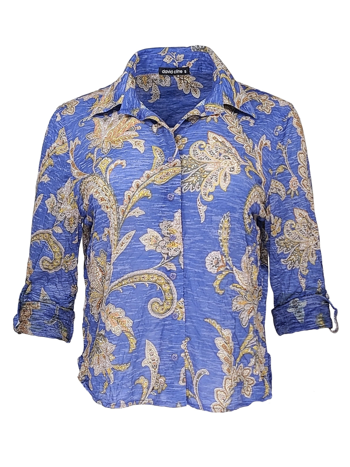 Cropped Roll-Up Sleeve 'Sky' Shirt