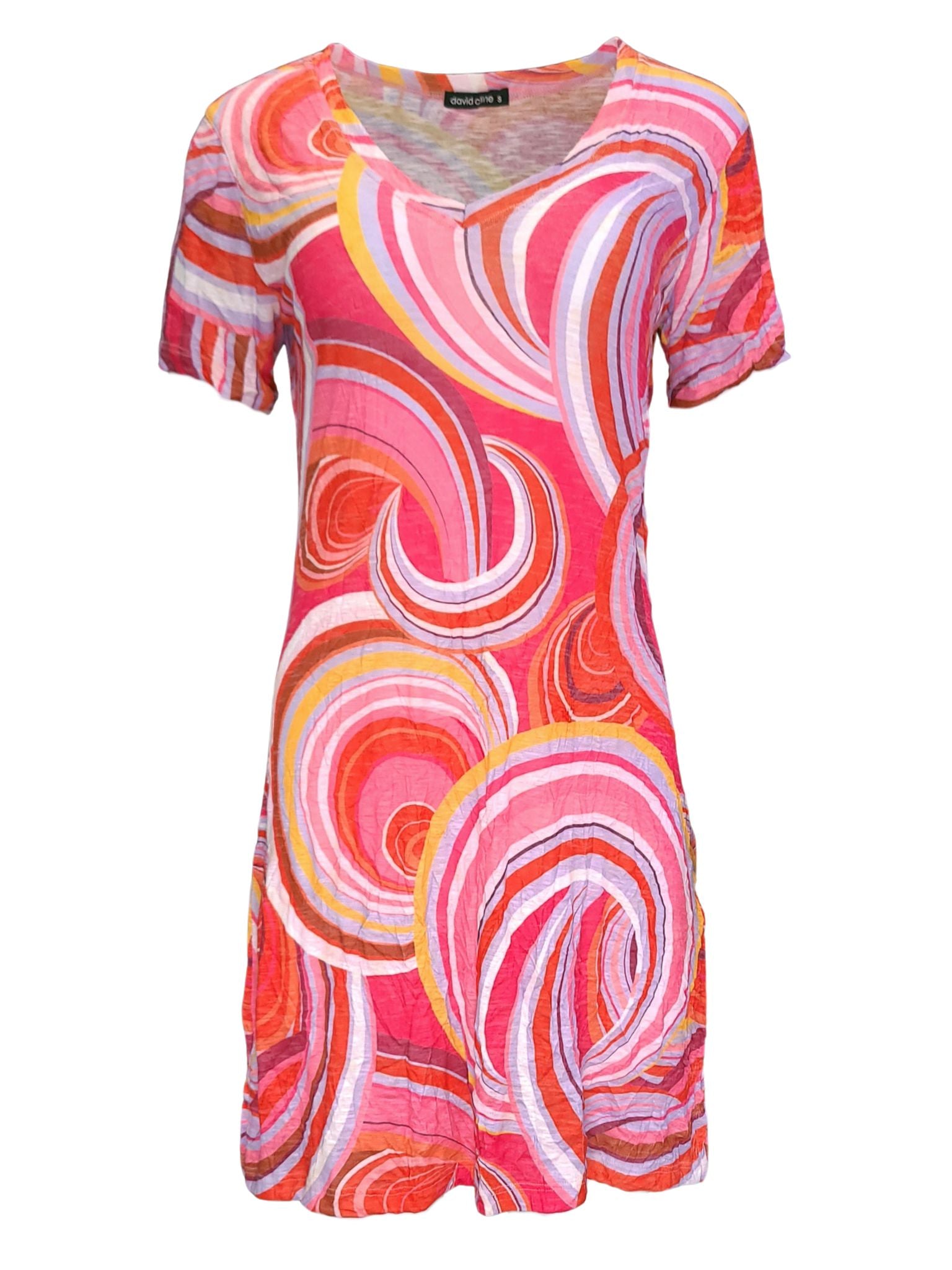 Crushed 'Magenta' V-Neck Dress