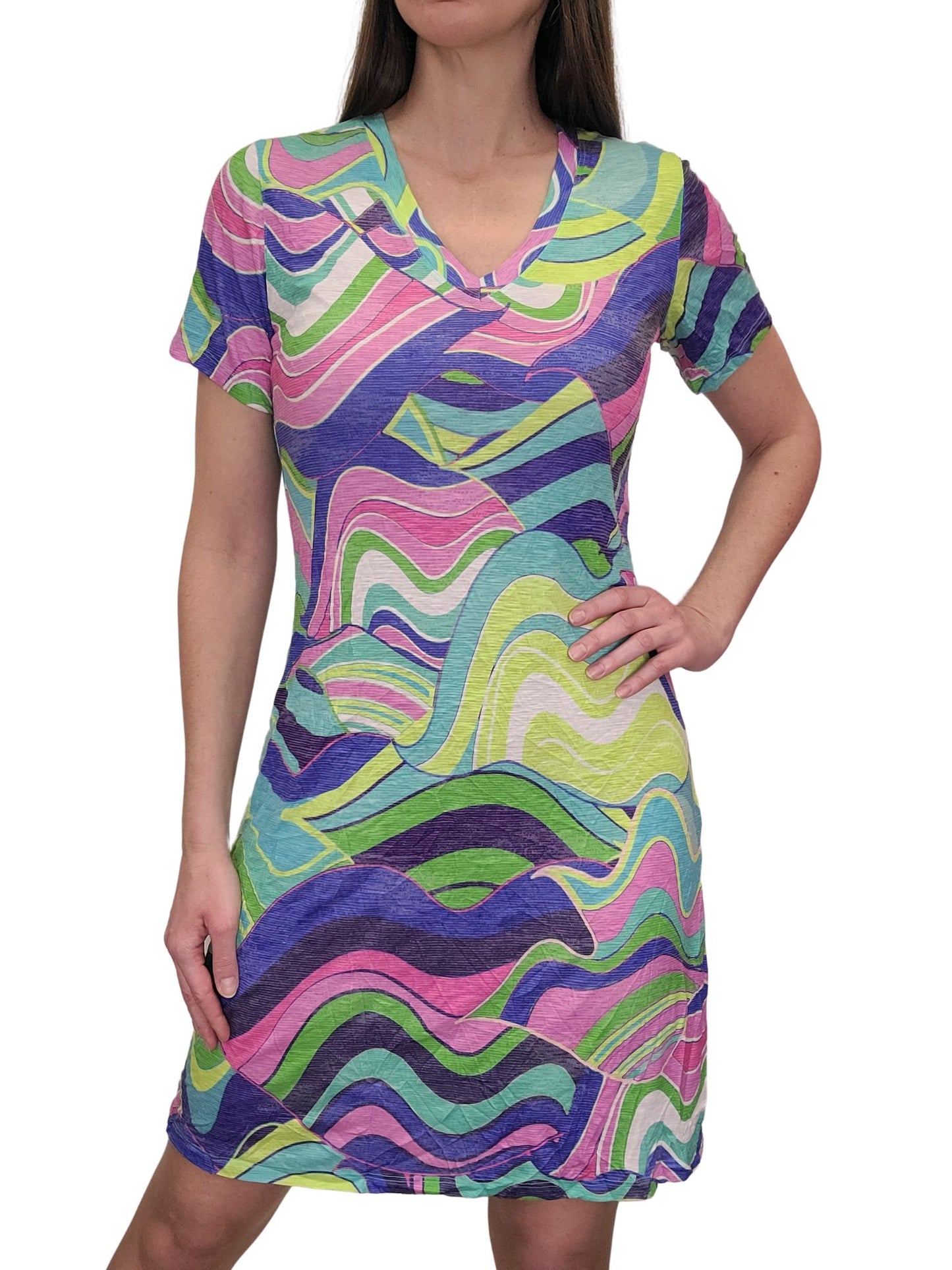 Crushed V-Neck Zig Dress