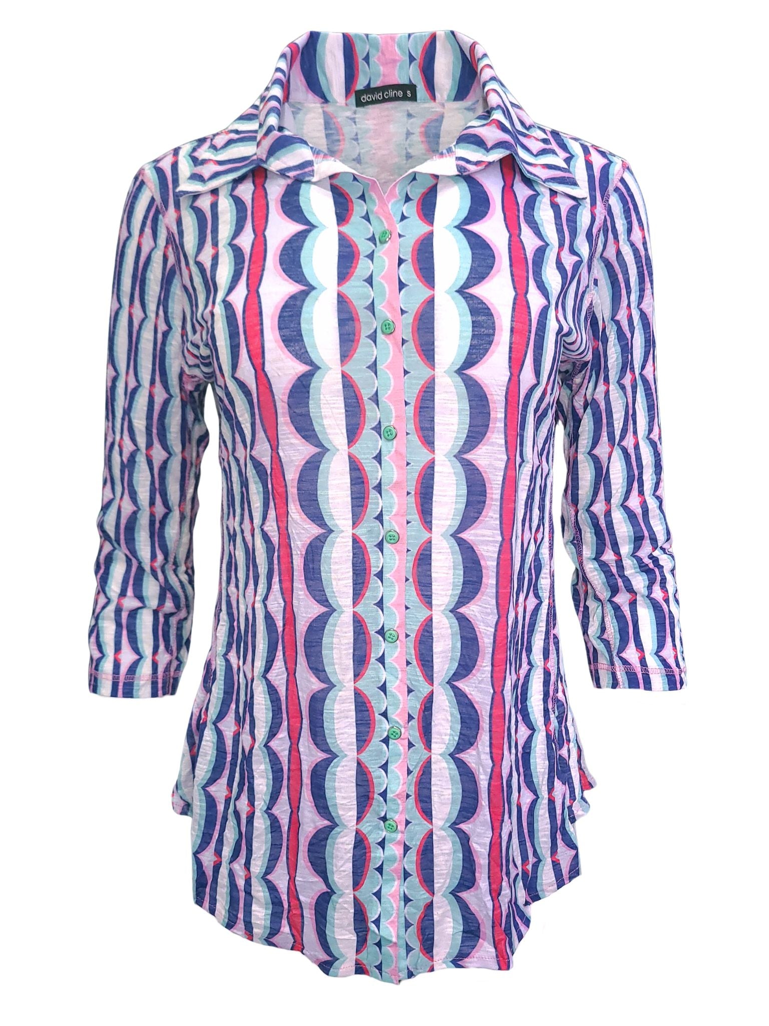 Crushed 3/4 Sleeve 'Splash' Shirt