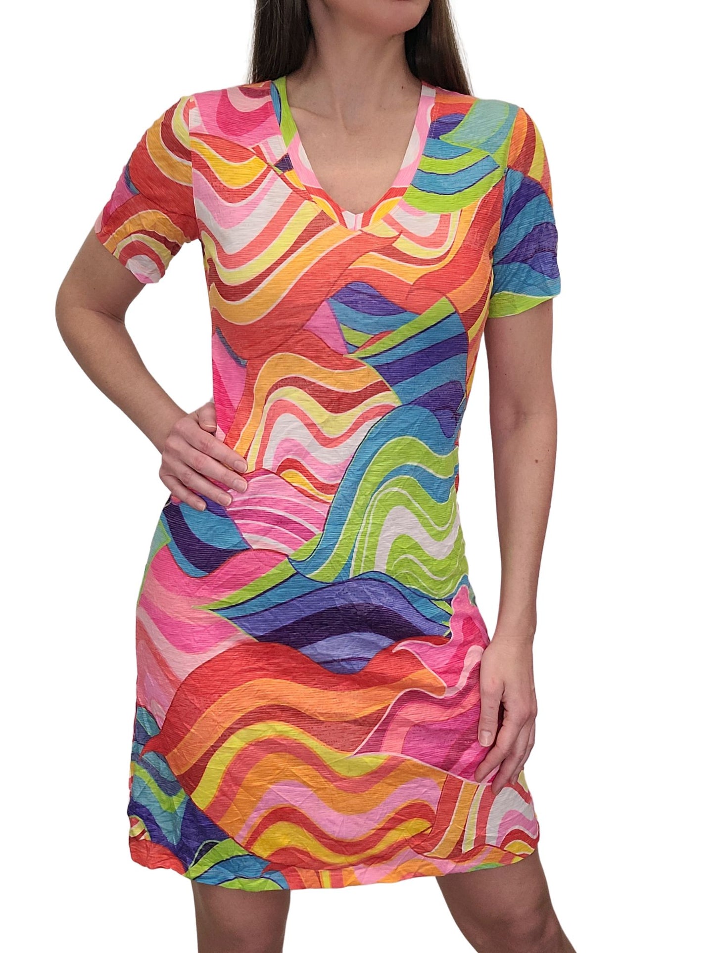 Crushed V-Neck Zag Dress