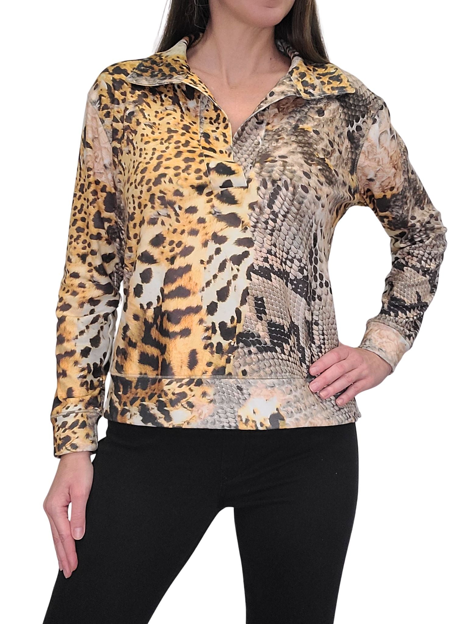 Smooth Fleece Polo Pullover 'Animal'