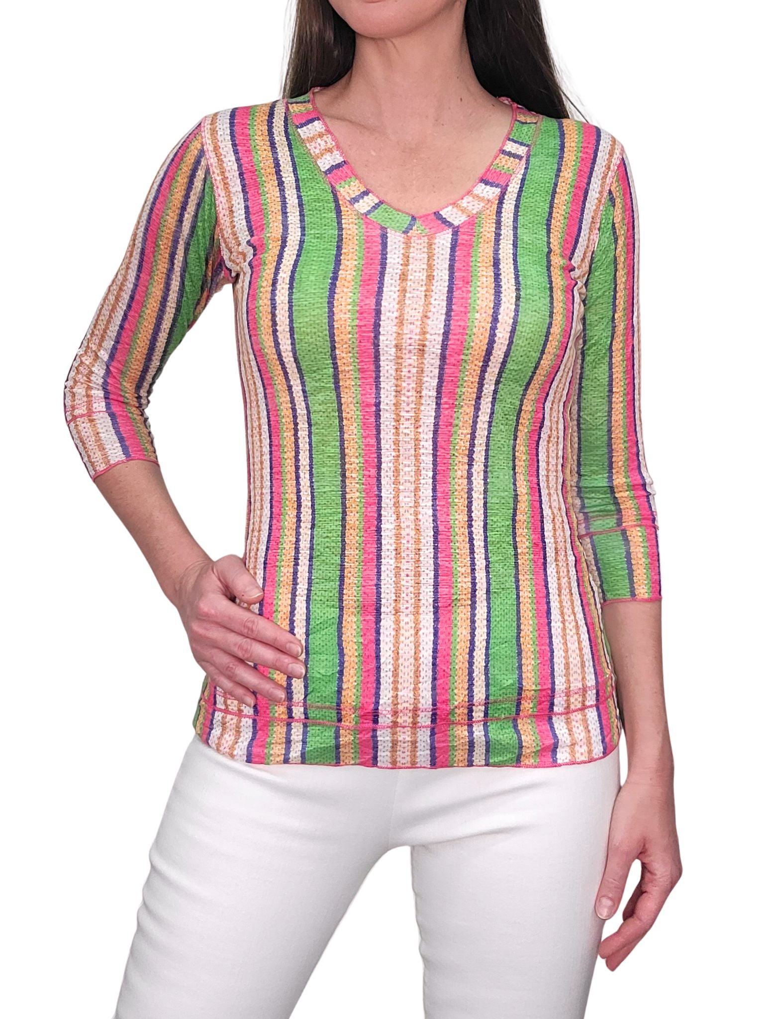 Crushed 3/4 Sleeve 'Tango' V-Neck