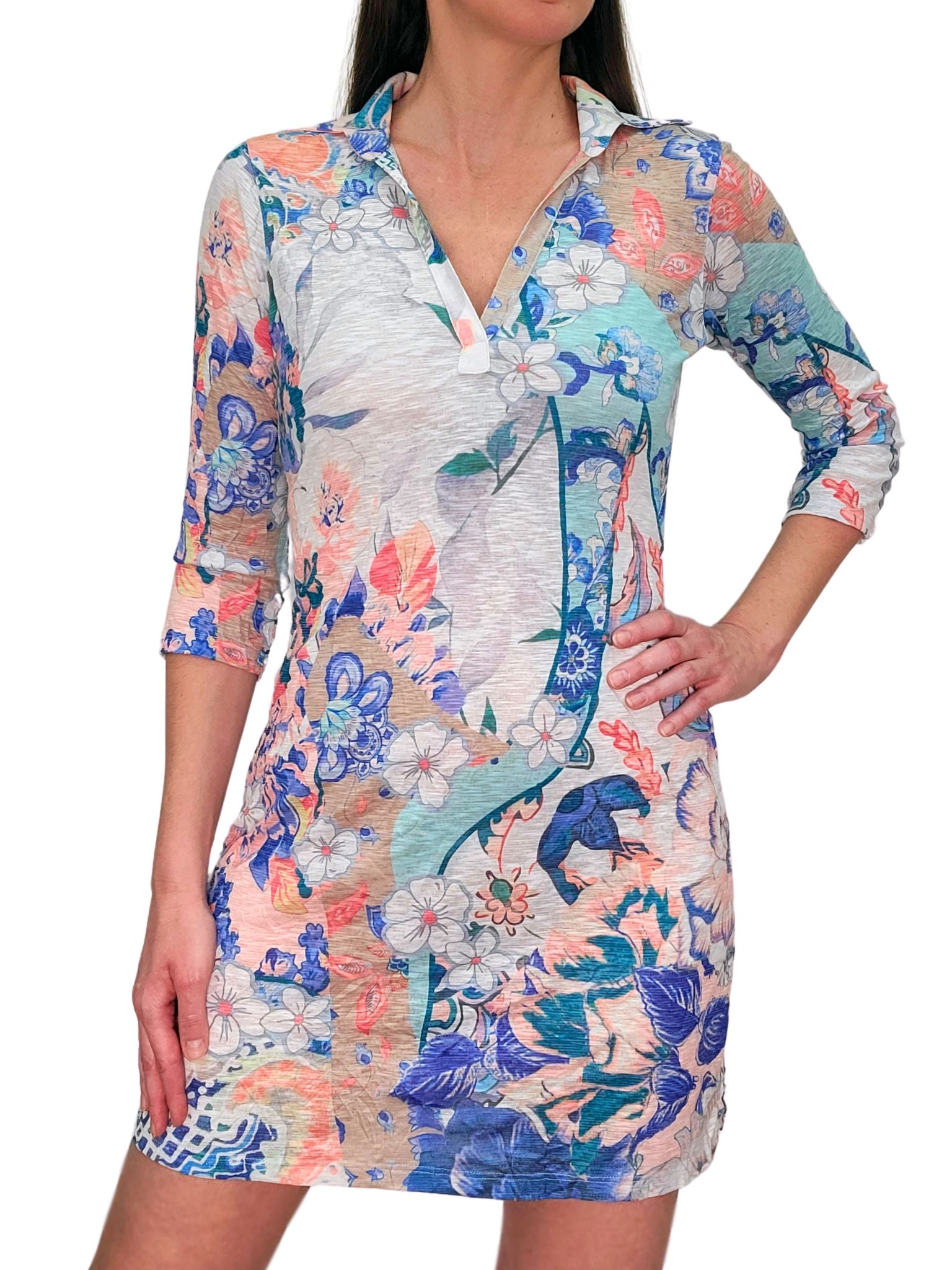 Crushed Sleeve 'Pool' Polo Dress