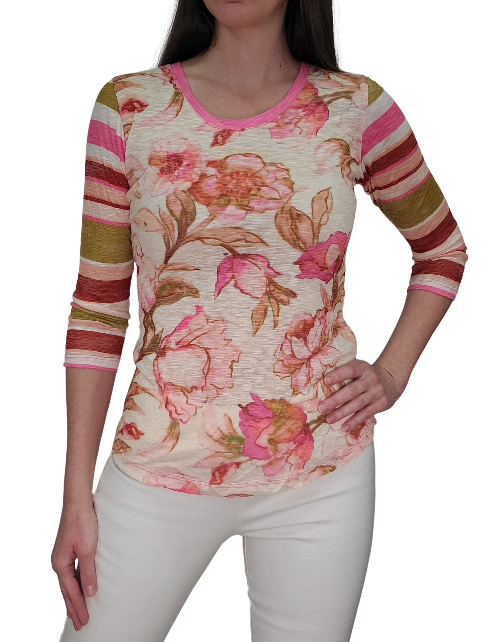 크러쉬드 3/4 슬리브 말리부 크루넥