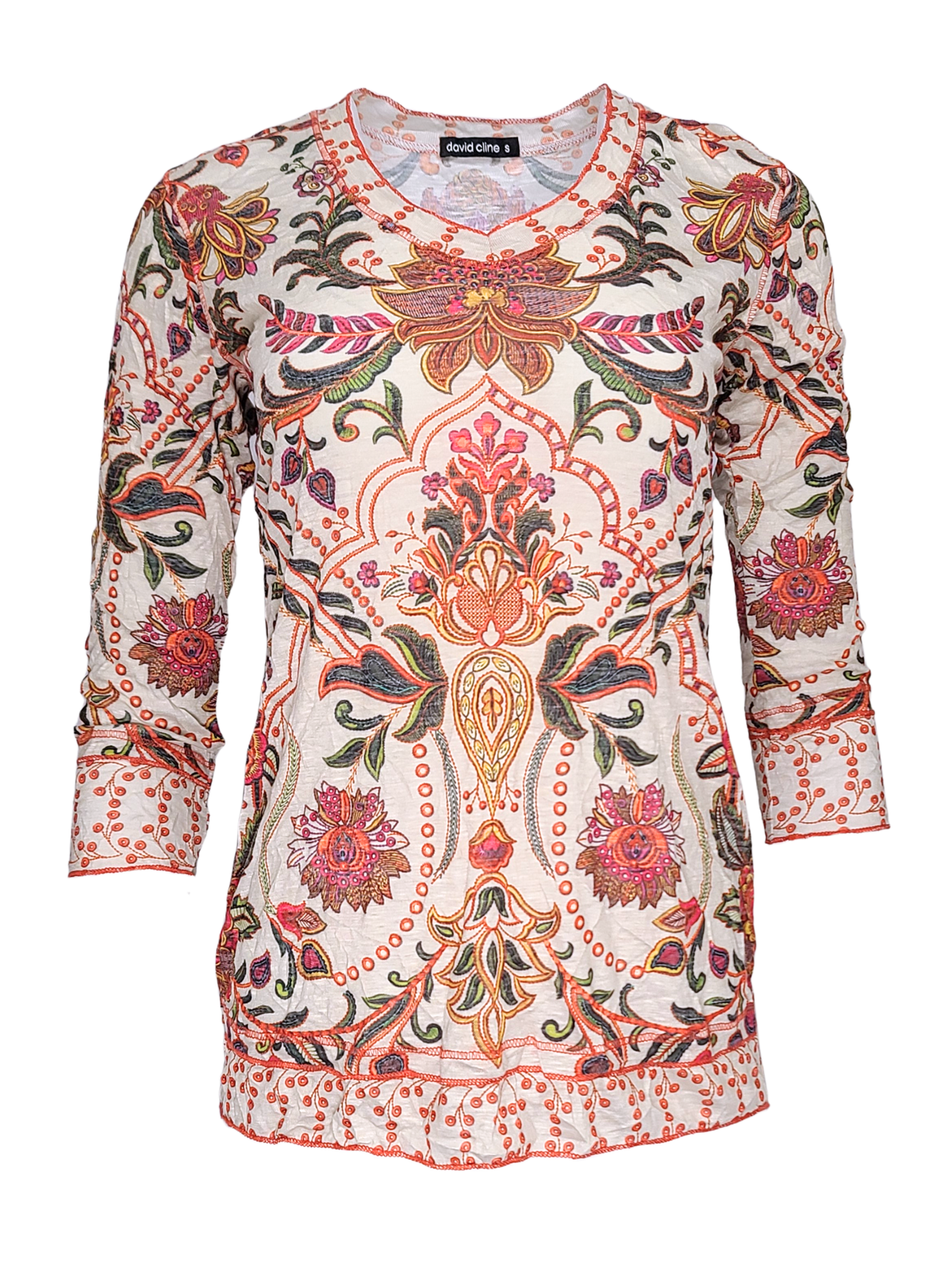 Crushed 3/4 Sleeve 'Spice' V-Neck