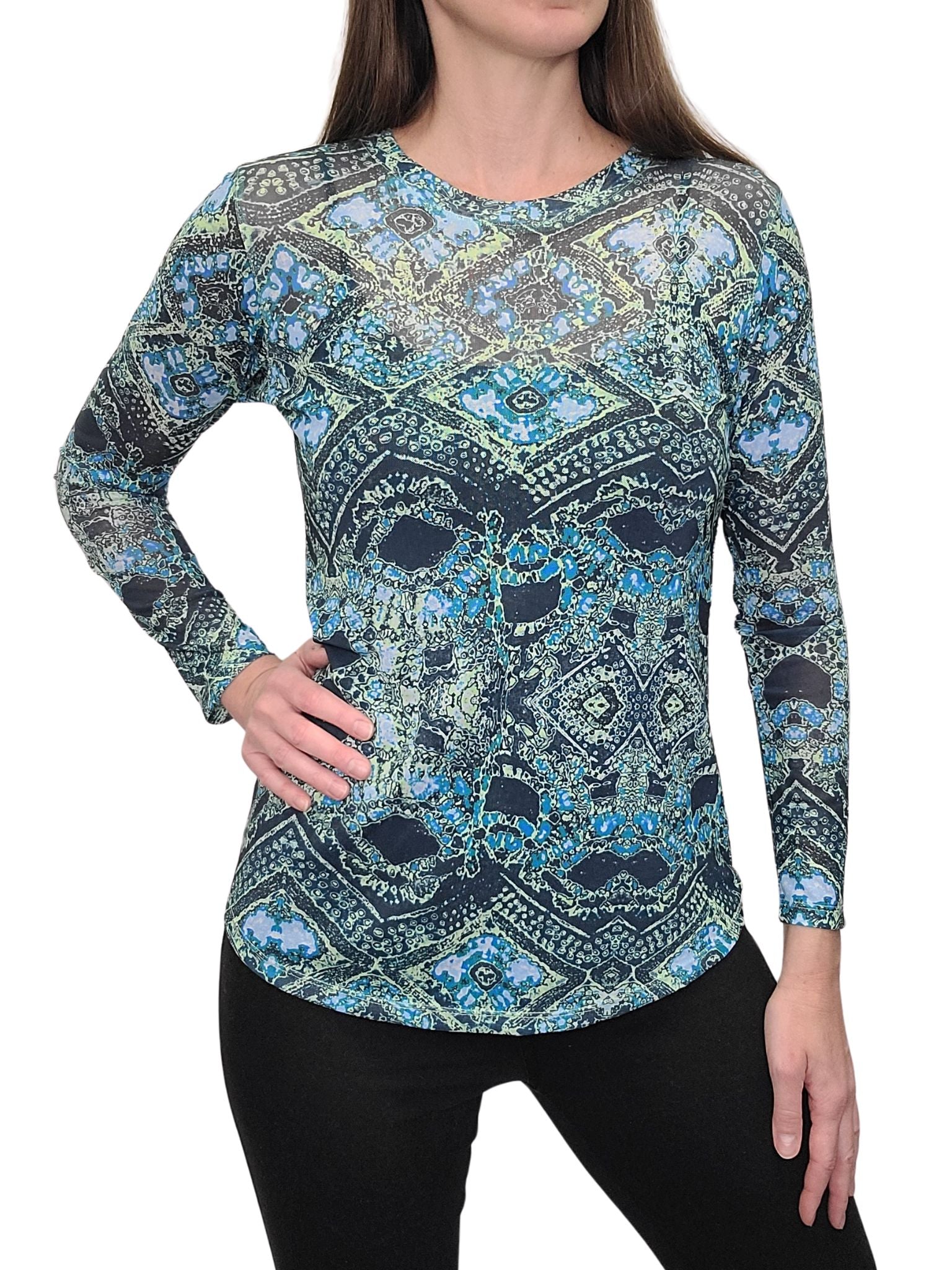 Long Sleeve Mesh 'Lagoon' Tee