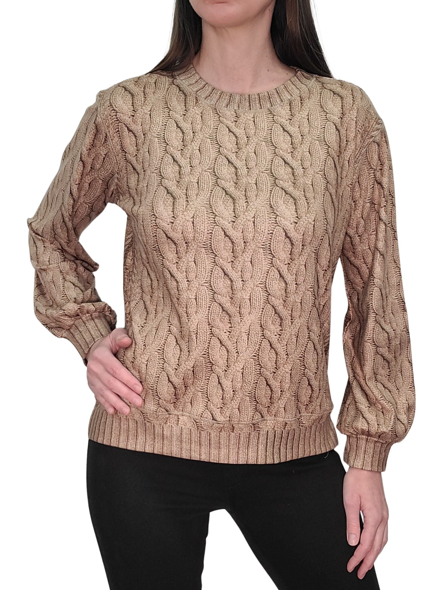 Saddle Fleece Bubble Sleeve Sweatshirt