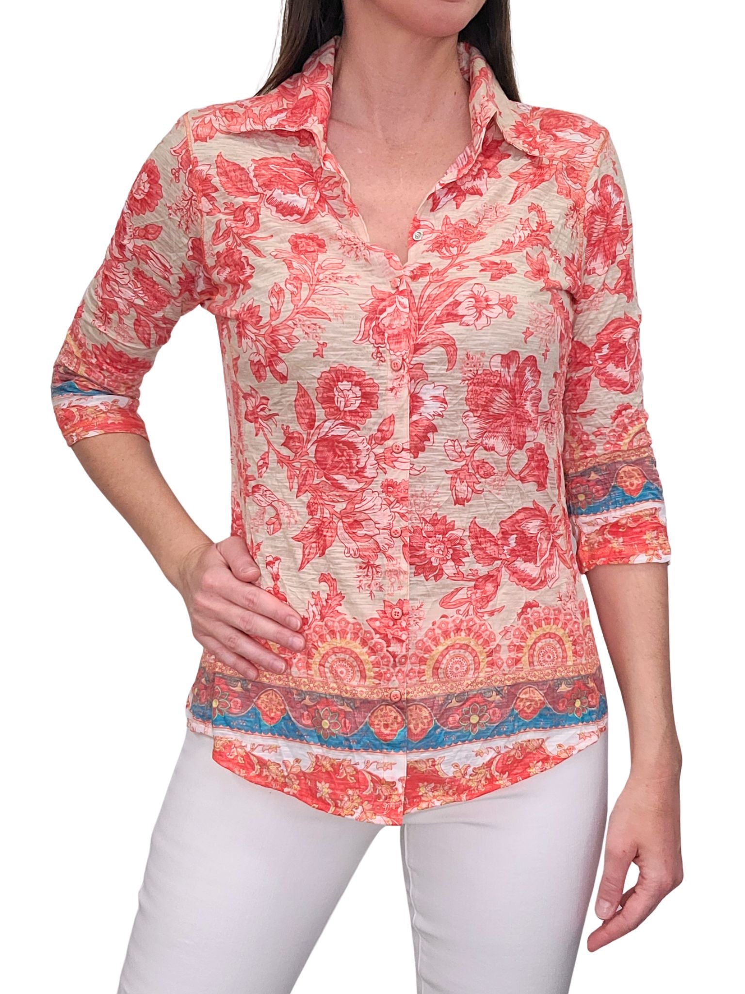 Crushed 3/4 Sleeve 'Nectar' Shirt