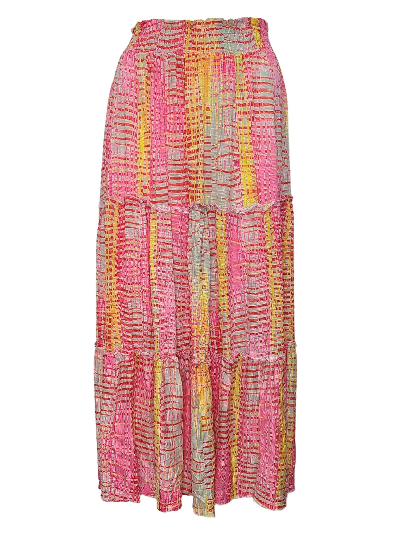 3-Tiered 'Lava' Skirt with Smocked Waistband