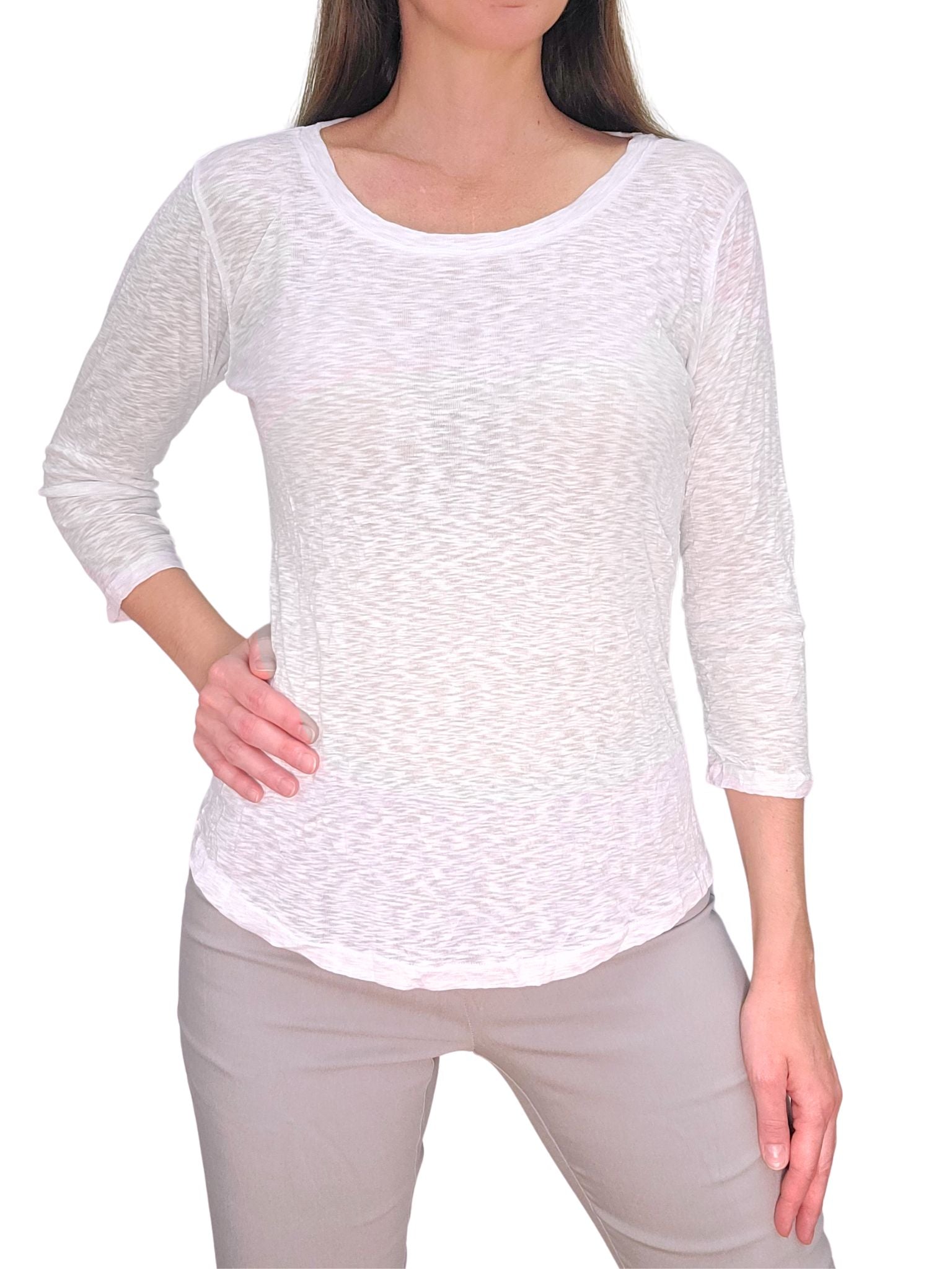 크러쉬드 3/4 슬리브 블리치 V넥