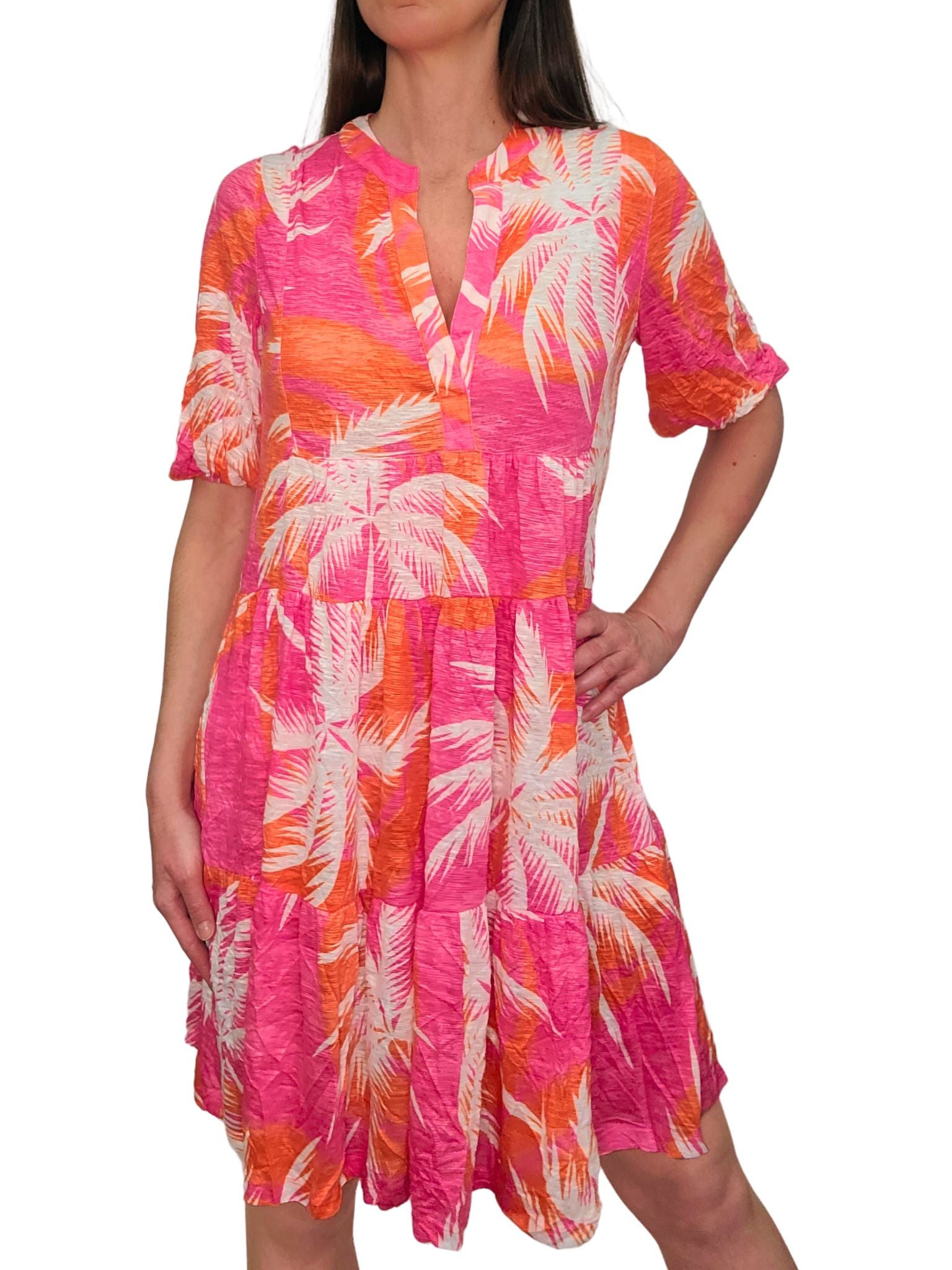 Crushed Palm 2-Tier Dress