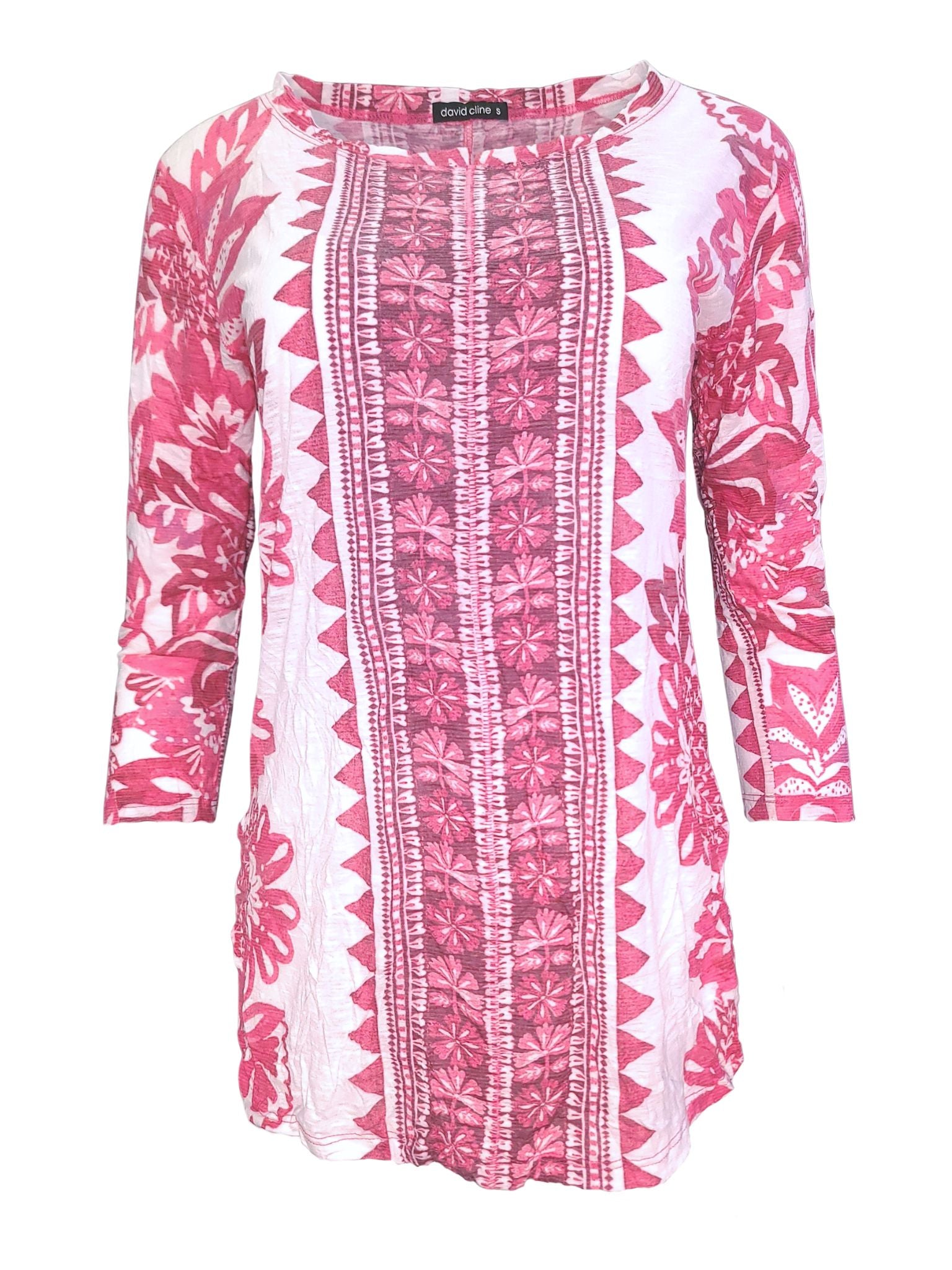Crushed 3/4 Sleeve Front Seam 'Aztec' Top