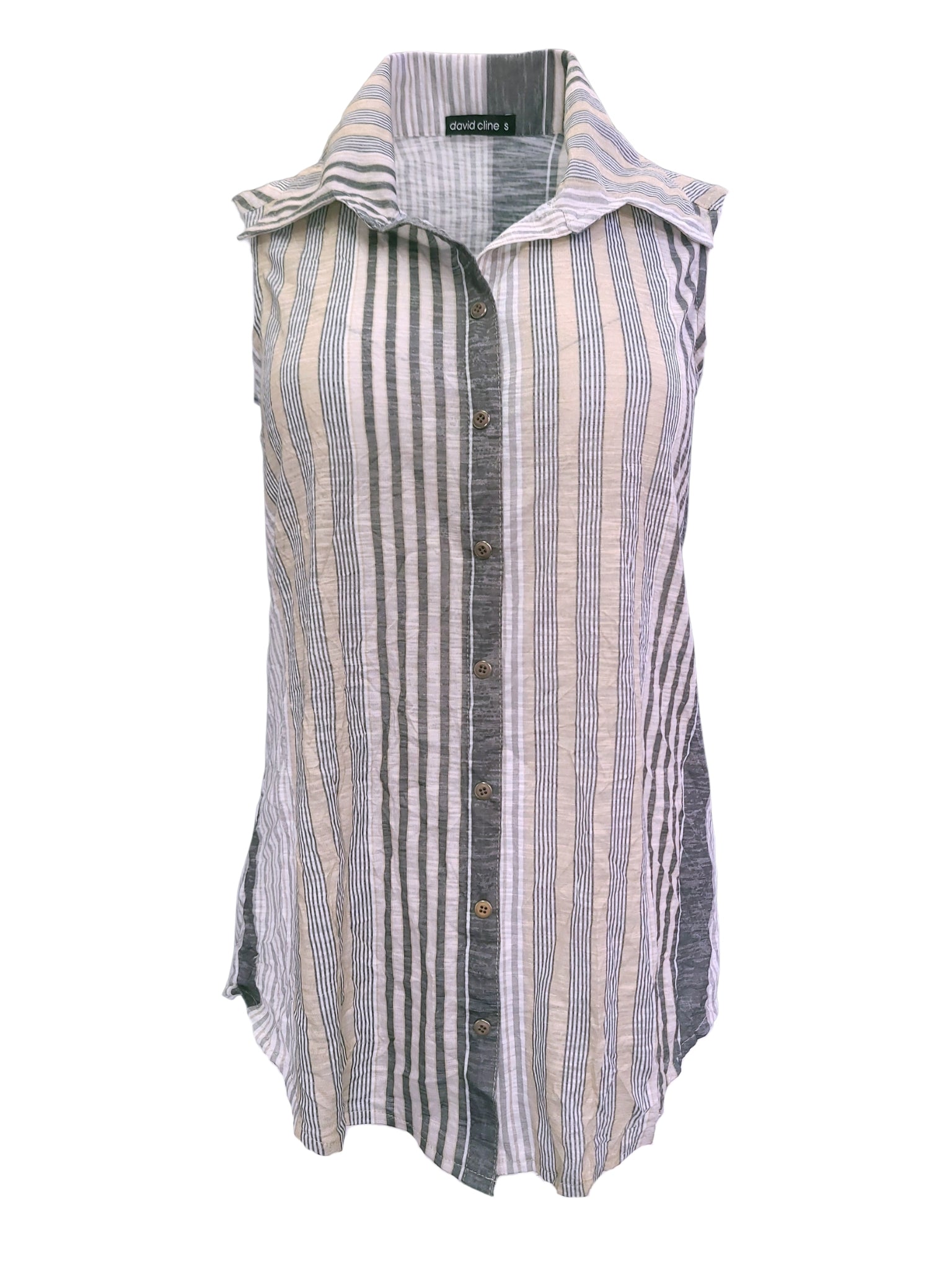 Crushed Sleeveless 'Gravel' Shirt