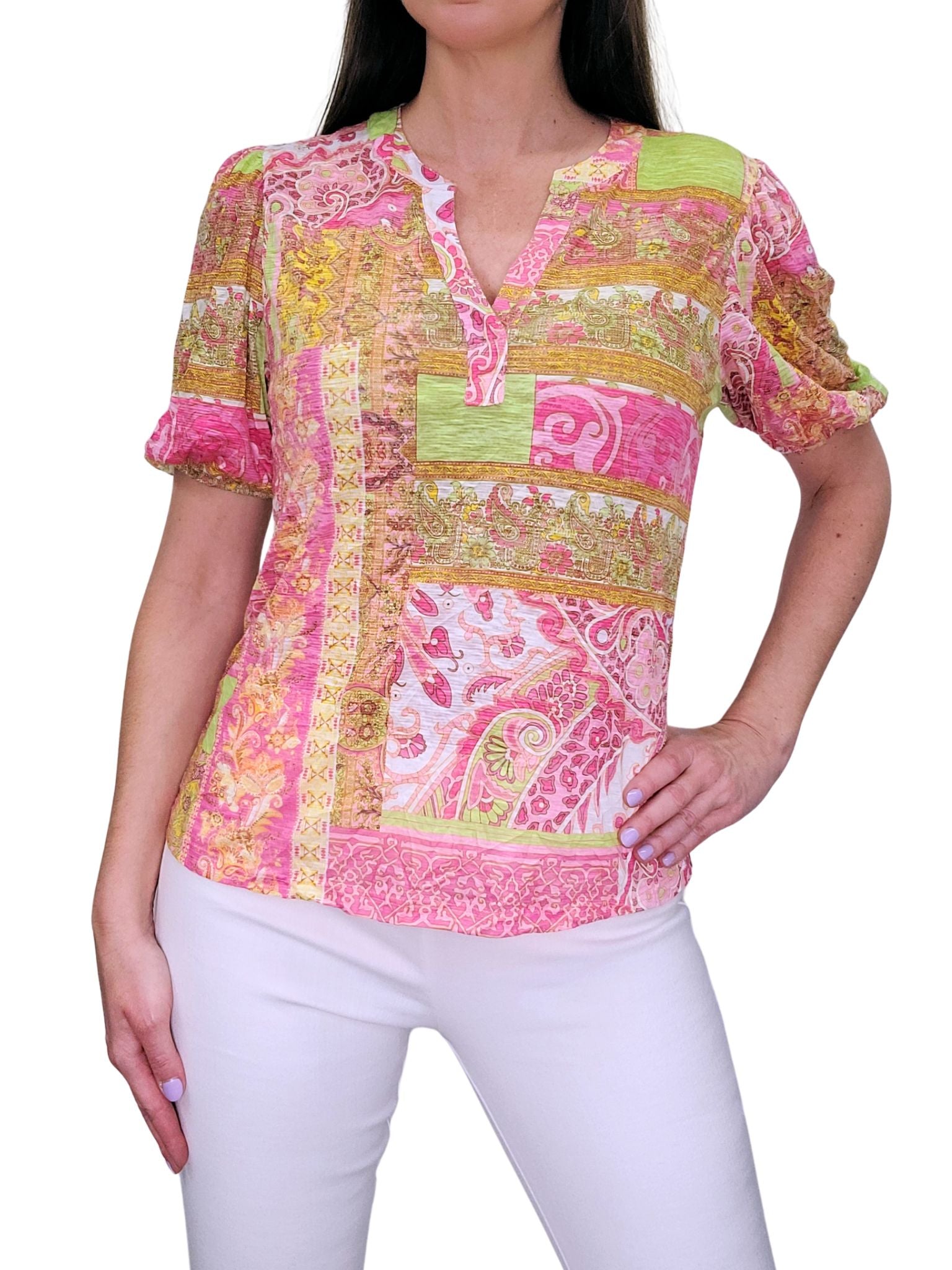 Crushed 'Mosaic' Collarless Polo