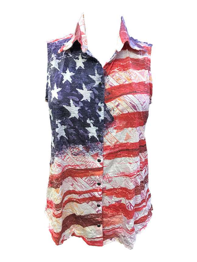Crushed Sleeveless Flag Shirt