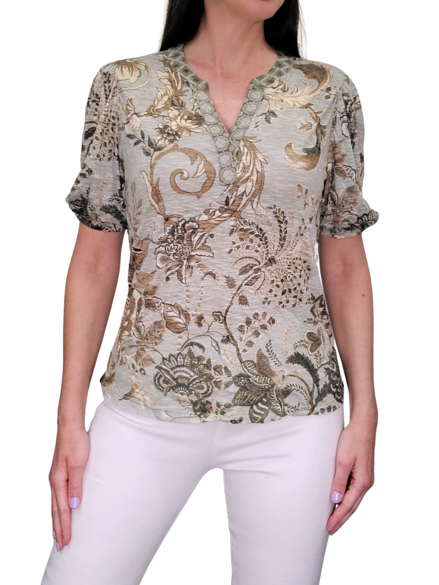 Crushed 'Earth' Collarless Polo