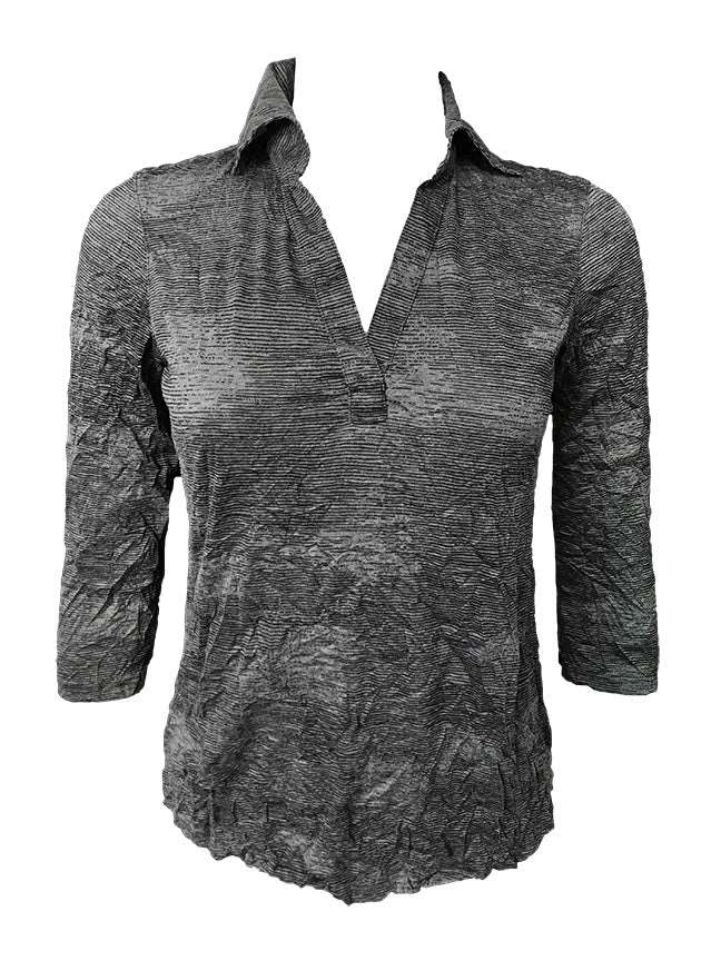 Crushed 3/4 Sleeve Black Polo