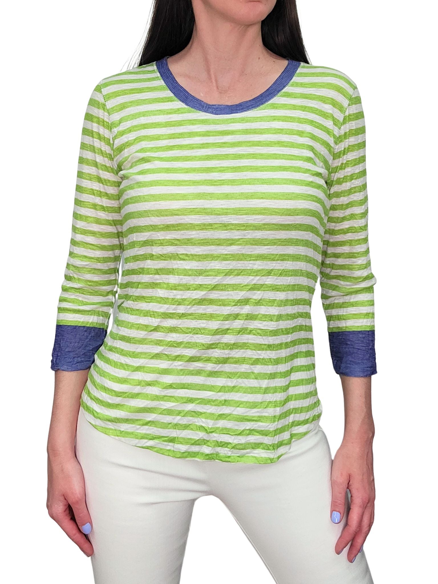 크러쉬드 3/4 슬리브 애플 크루넥