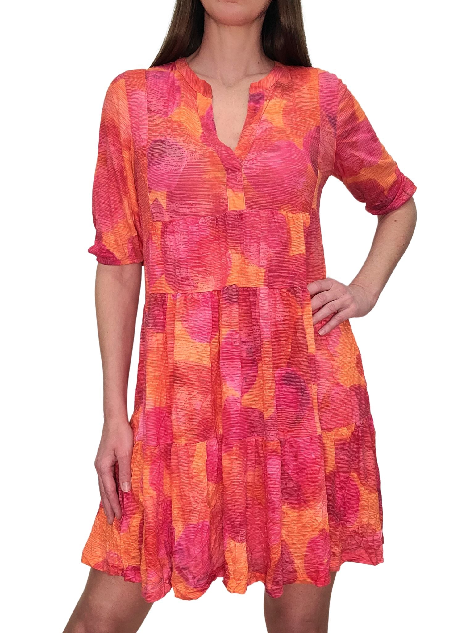 Crushed Flame 2-Tier Dress