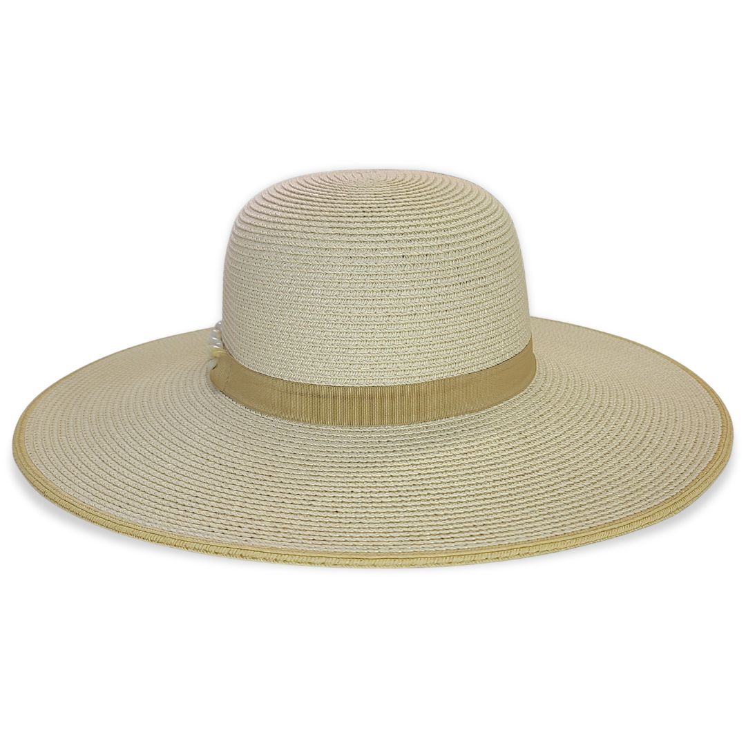 Straw Hat with Tortoiseshell Chain Accent