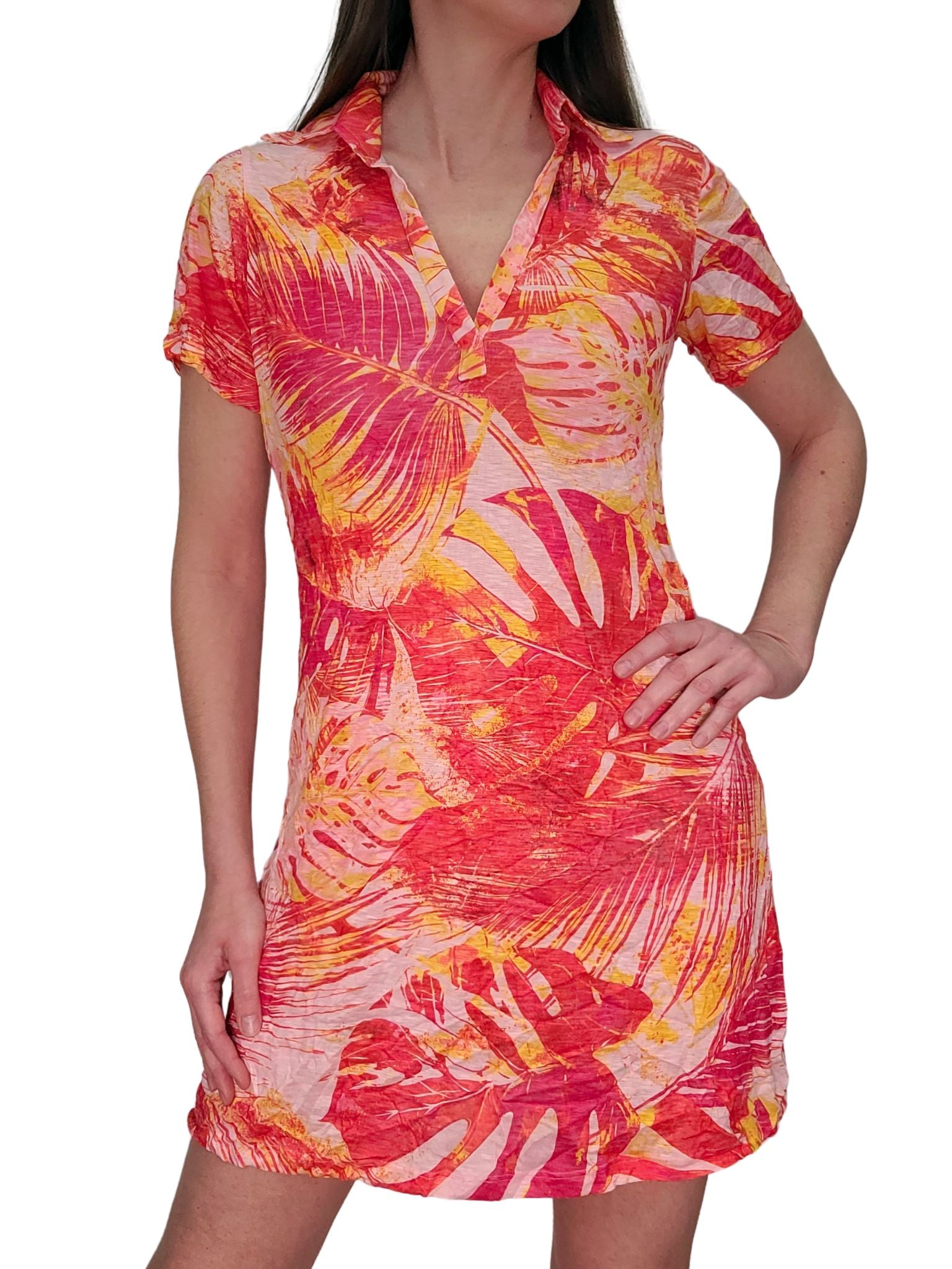 Crushed Short Sleeve 'Sunset' Polo Dress