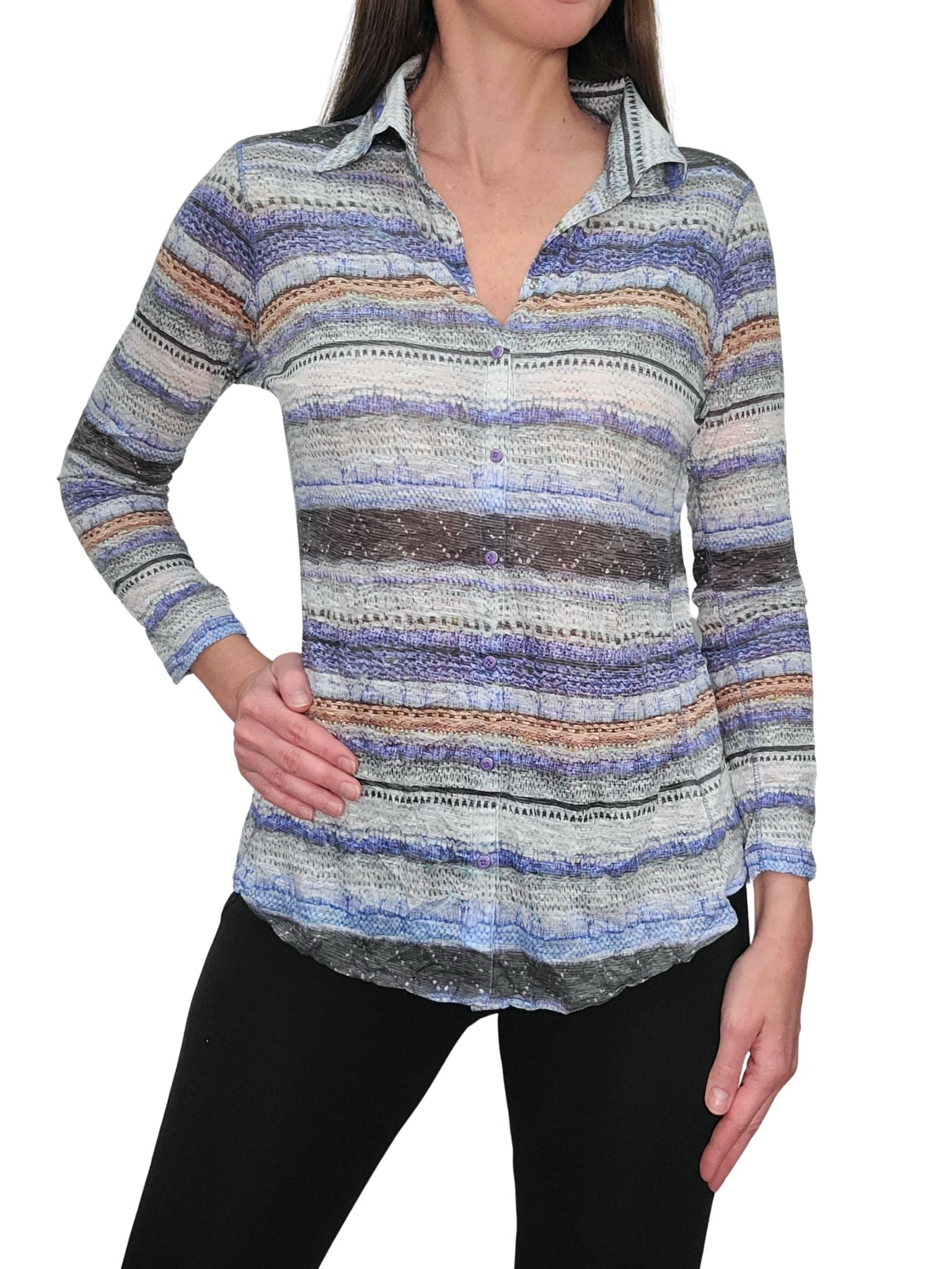 Crushed Long Sleeve 'Peri' Shirt