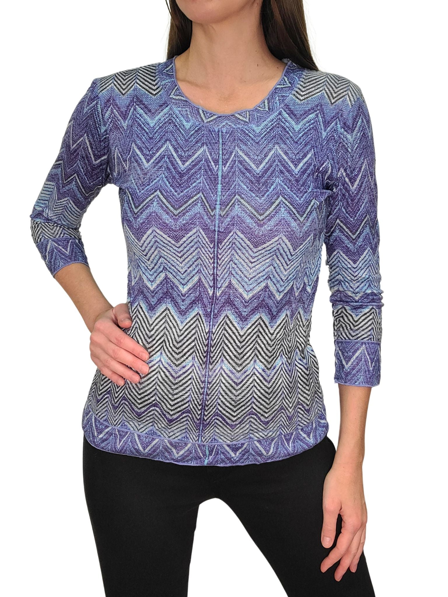 Crushed 3/4 Sleeve Haze Crewneck