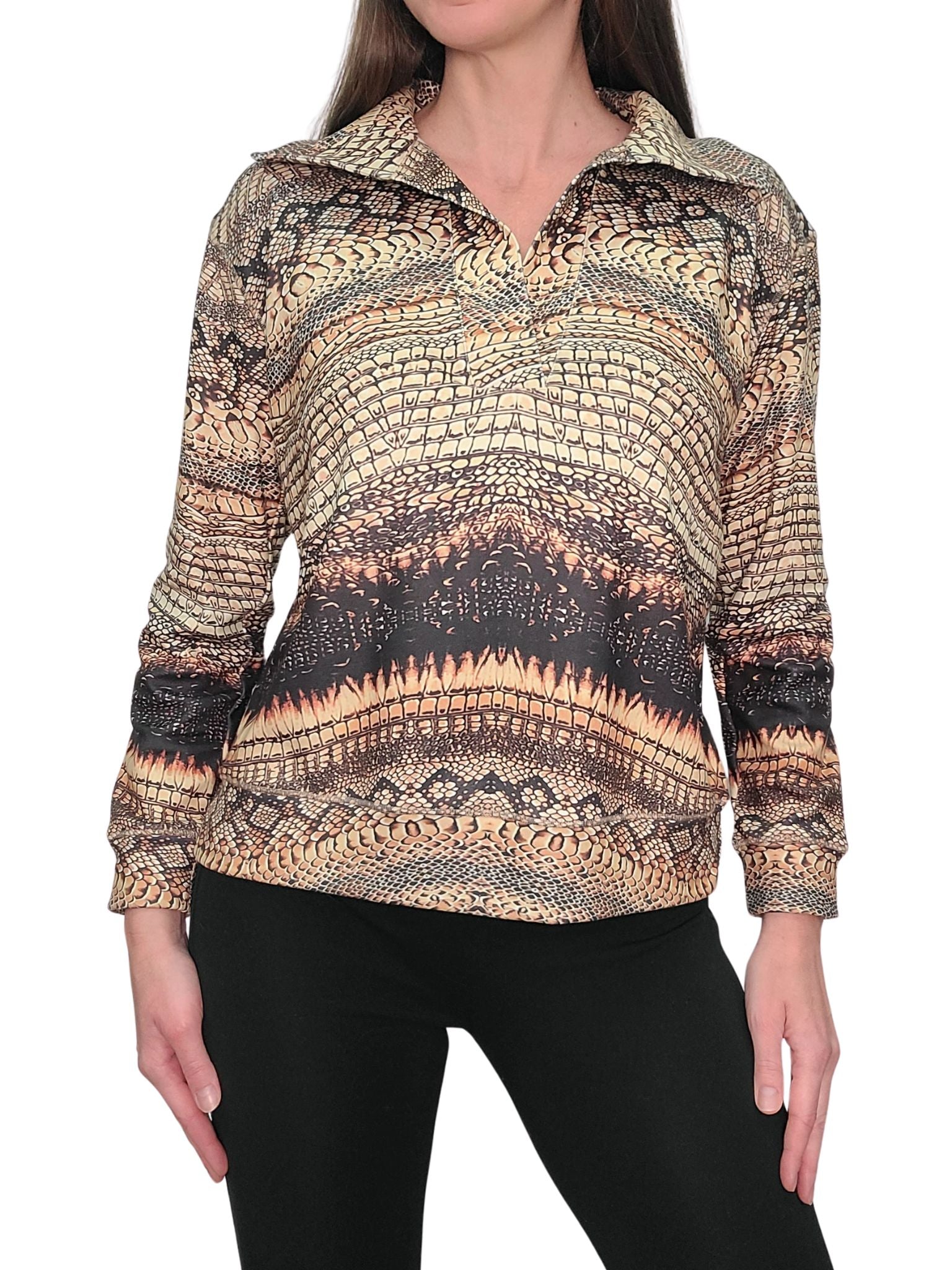Smooth Fleece Polo Pullover 'Reptile'