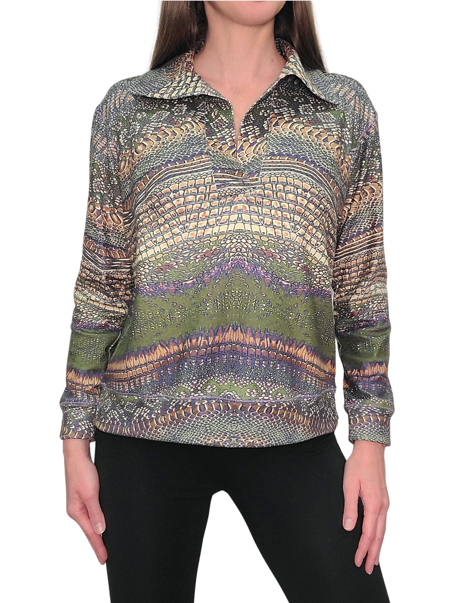 Smooth Fleece Polo Pullover 'Lizard'