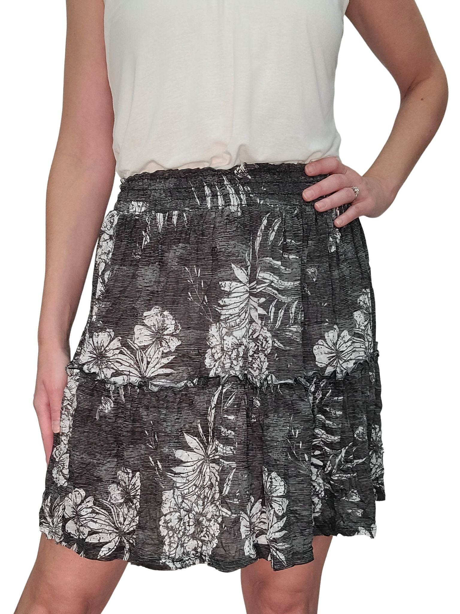 2-Tiered 'Onyx' Skirt with Smocked Waist