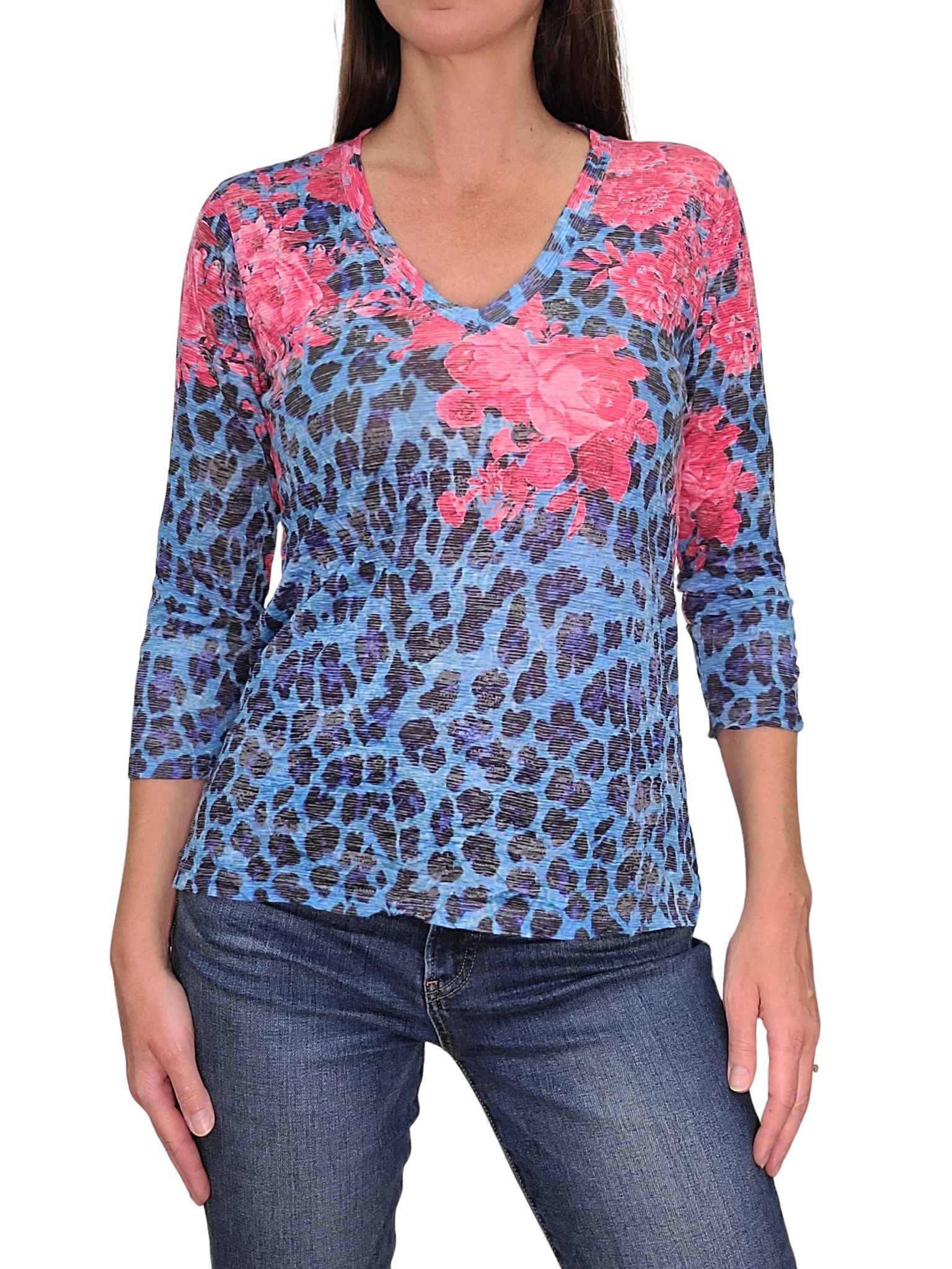 Crushed 3/4 Sleeve 'Hyde' V-Neck