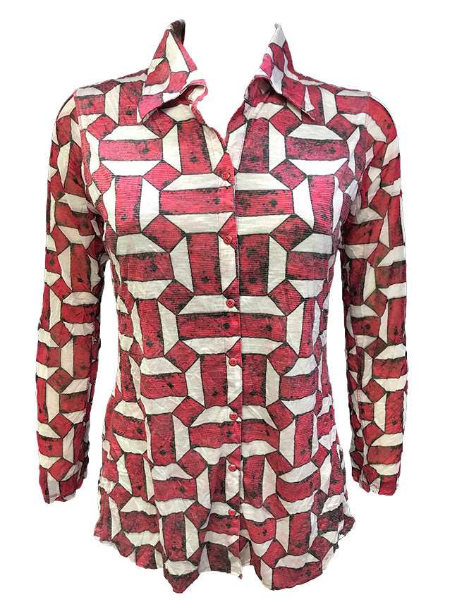 Crushed Long Sleeve Garnet Shirt