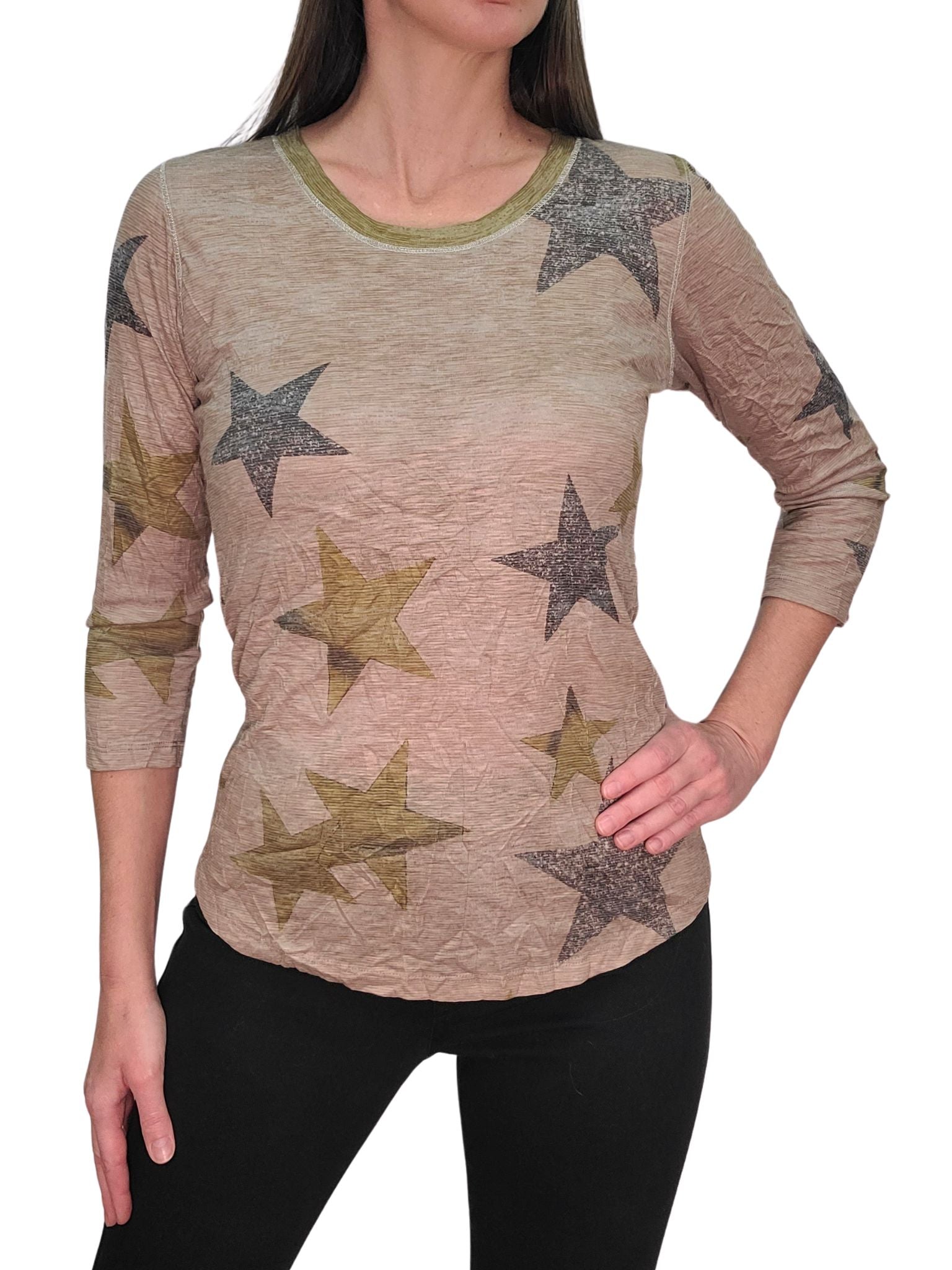 크러쉬드 3/4 슬리브 말리부 크루넥