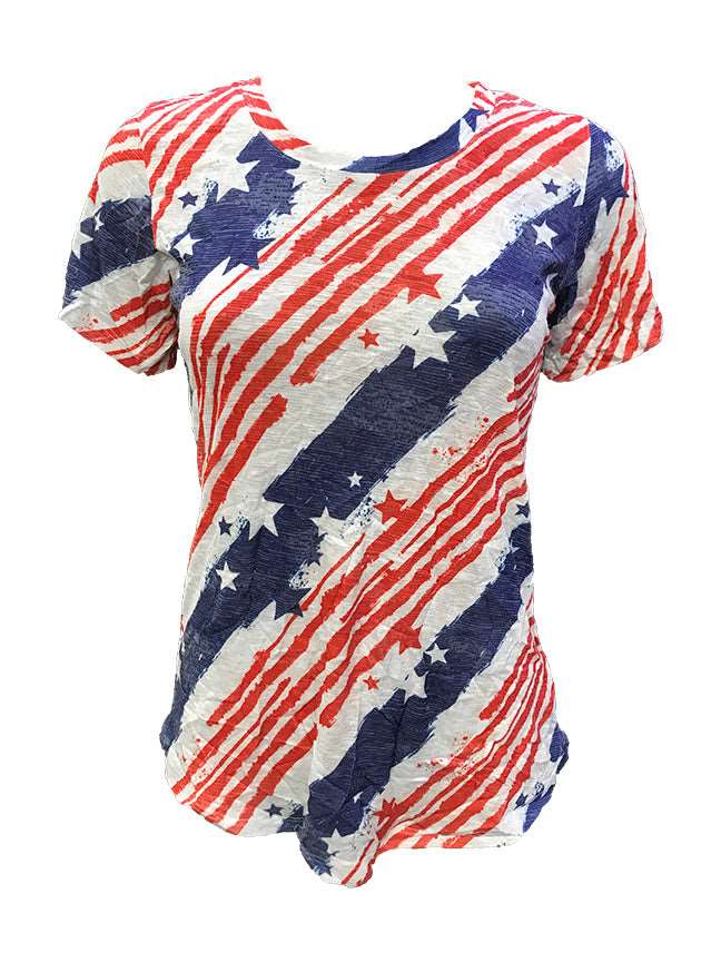 Crushed Stripes Crew Neck