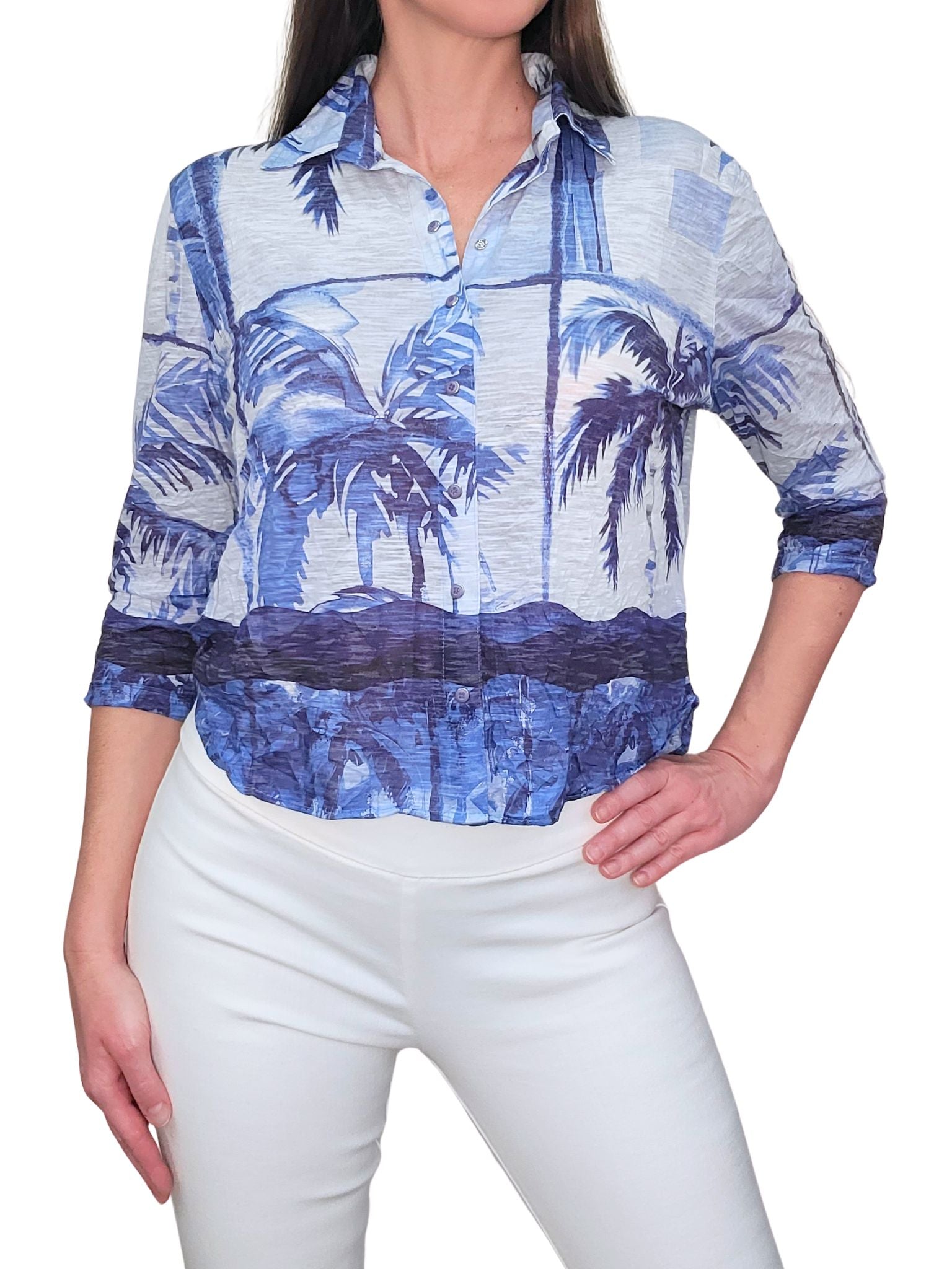 Cropped 3/4 Sleeve 'Bali' Shirt