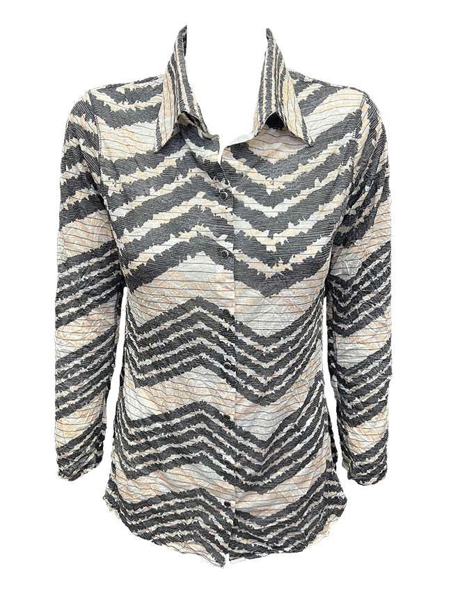 Crushed Long Sleeve Taupe Shirt