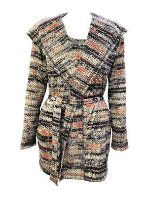 Clay Hooded Wrapped Hacci Cardigan Set
