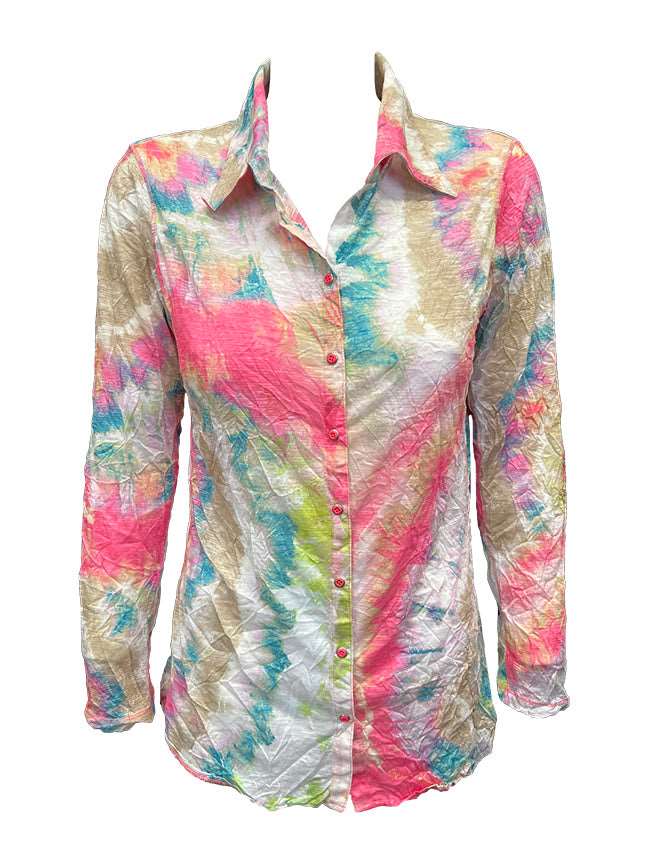 Crushed Long Sleeve Bright Shirt