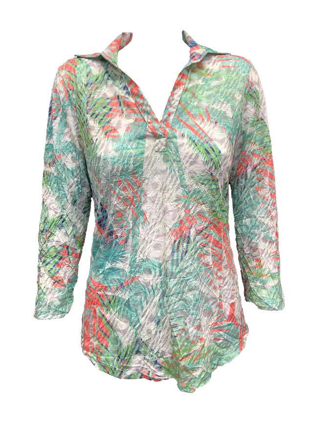 Crushed 3/4 Sleeve Aloe Polo