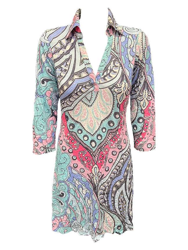 Crushed 3/4 Sleeve Bali Dress