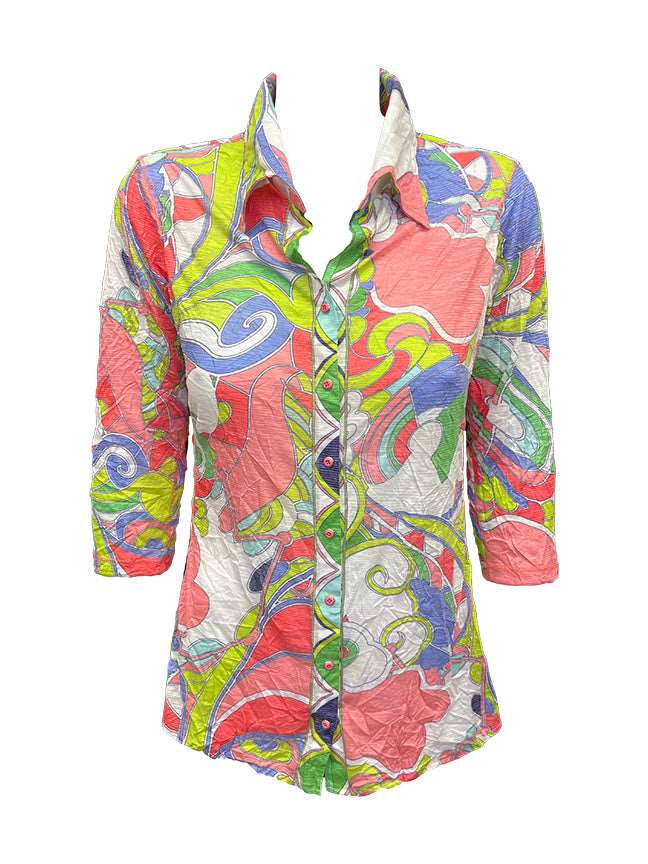 Crushed 3/4 Sleeve Melon Shirt