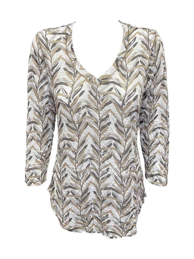 Crushed 3/4 Sleeve Bamboo V-Neck
