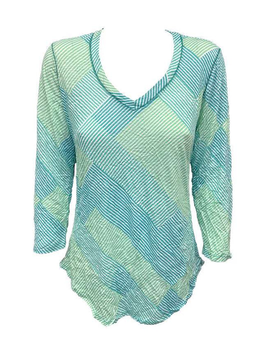 Crushed 3/4 Sleeve Sea V-Neck