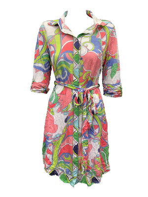 Crushed Front-Tie Melon Dress