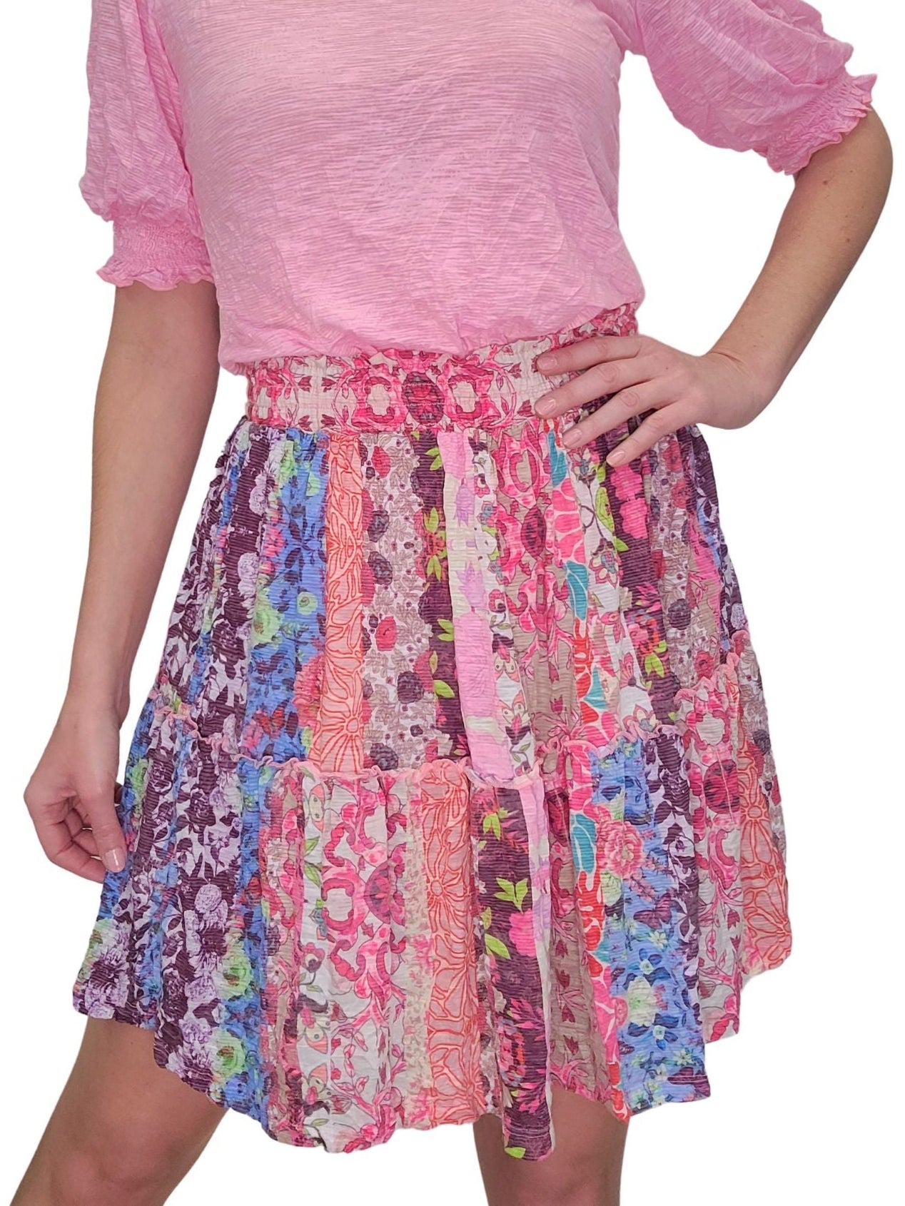 2-Tiered 'Deco' Skirt with Smocked Waist