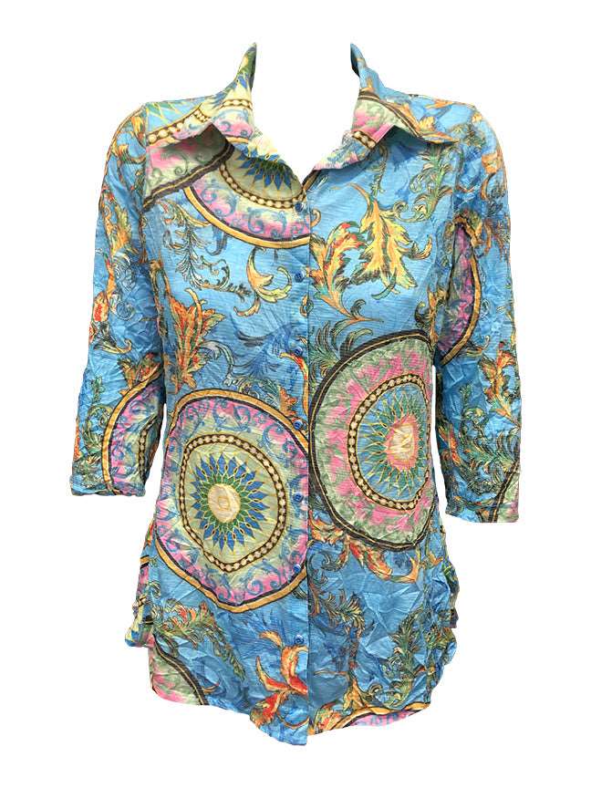 Crushed 3/4 Sleeve Capri Shirt